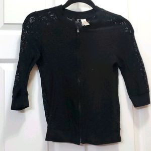 Knit Lace Zip Cardigan